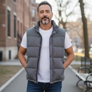 AMERICAN EAGLE Men's EUC Wool/Duck Down Vest Herringbone | Size XLT‎